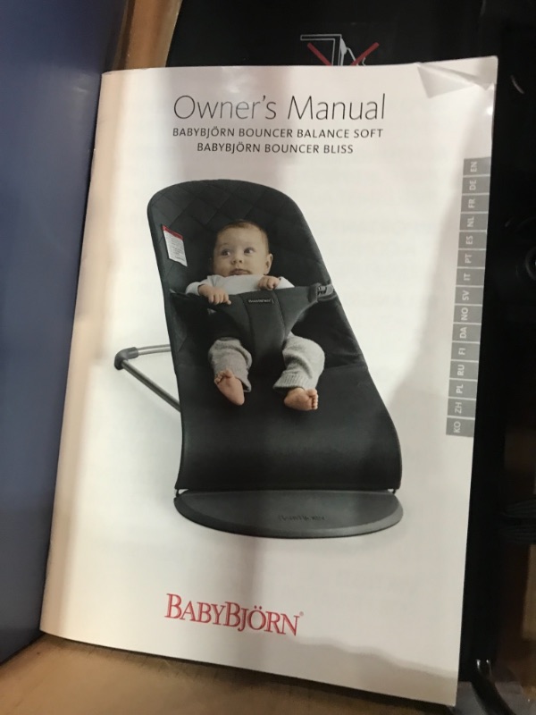 Photo 3 of Babybjorn Balance Bouncer Soft Cotton - Black/Dark Gray