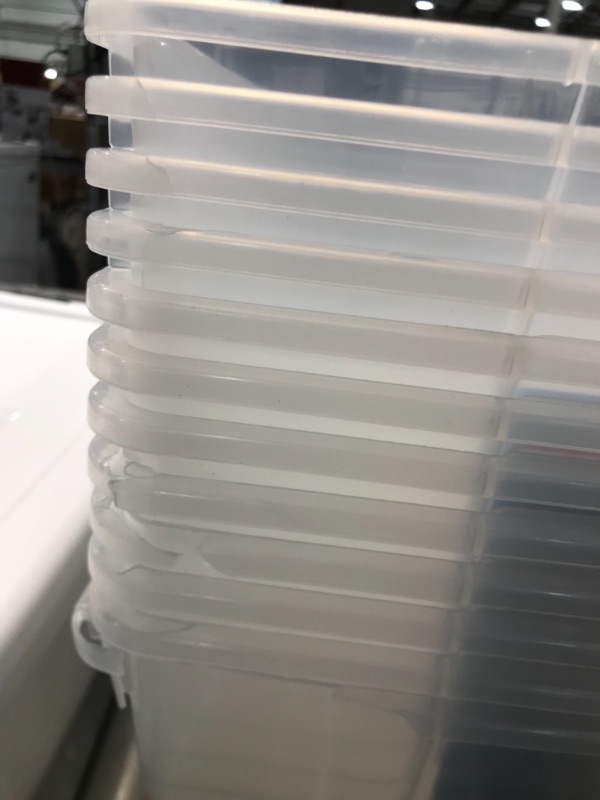 Photo 1 of 12 pack Sterilite 16428012 Storage Box, 16 Quart White Lid with Clear Base