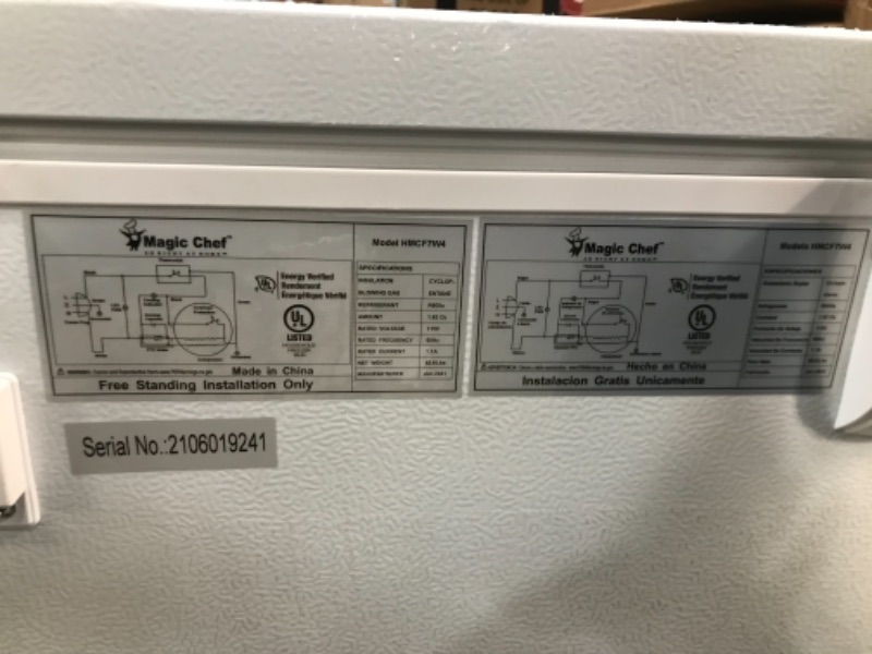 Photo 2 of Magic Chef
7.0 cu. ft. Chest Freezer in White