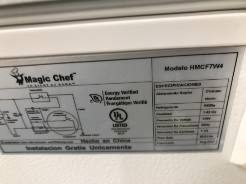 Photo 1 of Magic Chef
7.0 cu. ft. Chest Freezer in White