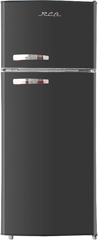 Photo 1 of RCA RFR786-BLACK 2 Door Apartment Size Refrigerator with Freezer, 7.5 cu. ft, Retro Black
BROKEN DOOR.