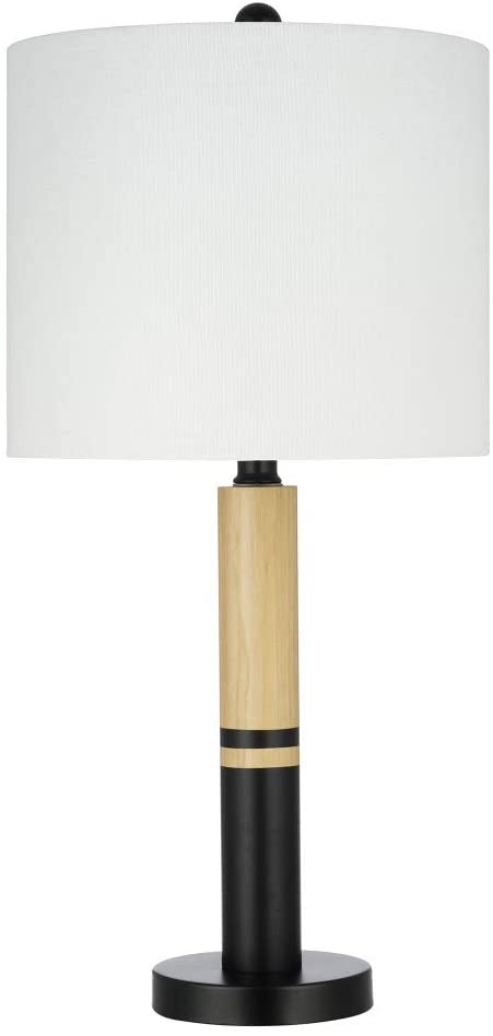 Photo 1 of Amazon Brand – Rivet Scandinavian Style Wood Table Lamp, LED Bulb and White Shade Included, 25.25"H, Blonde/Black
