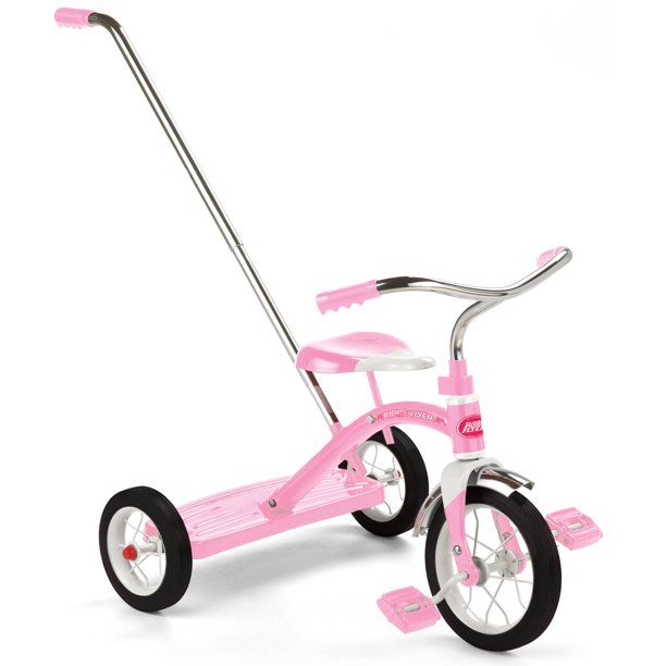 Photo 1 of (MISSING PUSH HANDLE; INCOMPLETE HARDWARE) 
Radio Flyer, Classic Pink Tricycle with Push Handle, 9" Front Wheel
