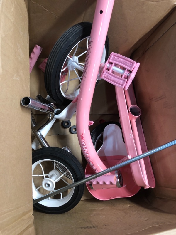 Photo 2 of (MISSING PUSH HANDLE; INCOMPLETE HARDWARE) 
Radio Flyer, Classic Pink Tricycle with Push Handle, 9" Front Wheel
