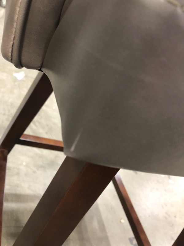 Photo 5 of (COSMETIC DAMAGE; MISSING LEG PAD) 
Rivet Malida Mid-Century Modern Faux Leather Open Back Swivel Kitchen Counter Stool, 37"H, Grey
