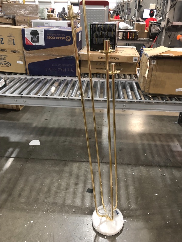 Photo 2 of (BOX 1 OF 2) 
(BENT BOTTOM) 
(THIS IS NOT A COMPETE SET) 

Elk Home - D3377 - Haute Floreal 4-Light Floor Lamp in Gold Metallic and White Marble

