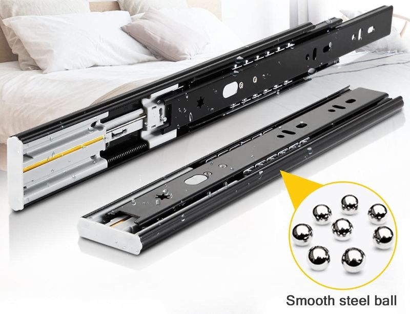 Photo 1 of Drawer Slides Full Extension Side Mount Ball Bearing Metal Black Rails Track Guide Glides Runners Heavy Duty 1 Pair(Exends up to 71 inch)