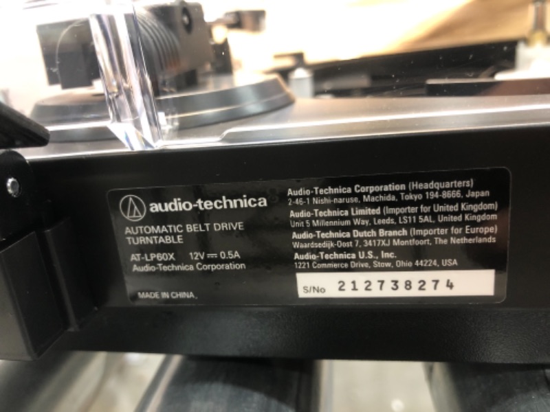 Photo 1 of PARTS ONLY
Audio-Technica AT-LP60X-BK Fully Automatic Belt-Drive Stereo Turntable, Black, Hi-Fi, 2 Speed, Dust Cover, Anti-Resonance, Die-Cast Aluminum Platter
