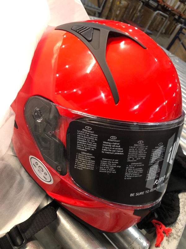 Photo 1 of ILM Bluetooth Integrated Modular Flip up Full Face Motorcycle Helmet Sun Shield Mp3 Intercom (XL, Red)
