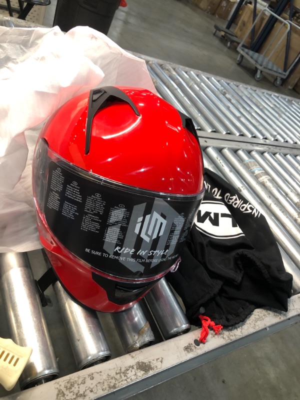 Photo 1 of ILM Bluetooth Integrated Modular Flip up Full Face Motorcycle Helmet Sun Shield Mp3 Intercom (XL, Red)
