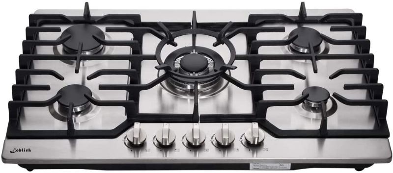 Photo 1 of 30 Inch Gas Cooktop LW5S01, Sealed 5 Burners Gas Cooktop,Stainless Steel Gas Cooktop, LG/NG Convertible,Heavy-Duty Grates Gas Stovetop,Gas Burner Thermocouple Protection
