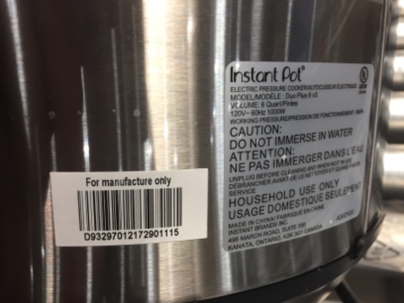 Photo 4 of Instant Pot Duo Plus 6 qt 9-in-1 Slow Cooker/Pressure Cooker