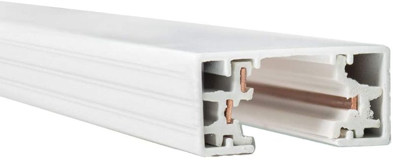 Photo 1 of 4 ft. 120-Volt White Single Circuit H-Track Lighting Fixed Track Lighting Rail with 2 Endcaps