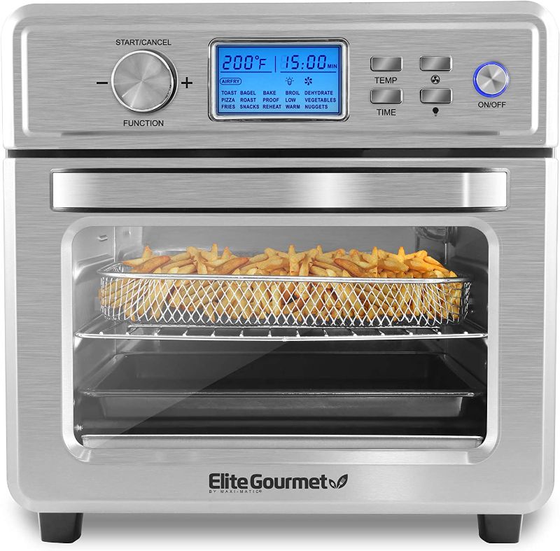 Photo 1 of Elite Gourmet EAF8190D Maxi-Matic Digital Programmable Fryer Oven, Oil-Less Convection Oven Extra Large 21L. Capacity, Grill, Bake, Roast, Air Fry, 1700-Watts, Stainless Steel
