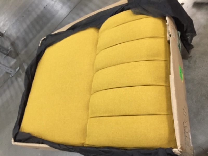 Photo 2 of Novogratz Brittany Sofa Futon - Premium Upholstery and Wooden Legs - Mustard