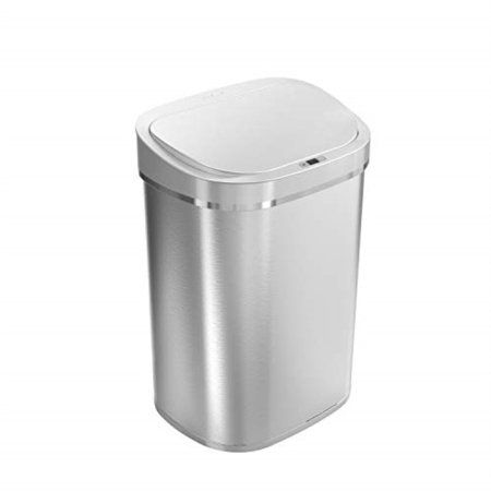 Photo 1 of ***TOUCHLESS PARTS NOT FUNCTIONAL*** Ninestars Dzt-80-35 Automatic Touchless Infrared Motion Sensor Trash Can, 21 Gal 80l, Heavy Duty Stainless Steel Base (oval, Brush Trashcan, Silver Li
