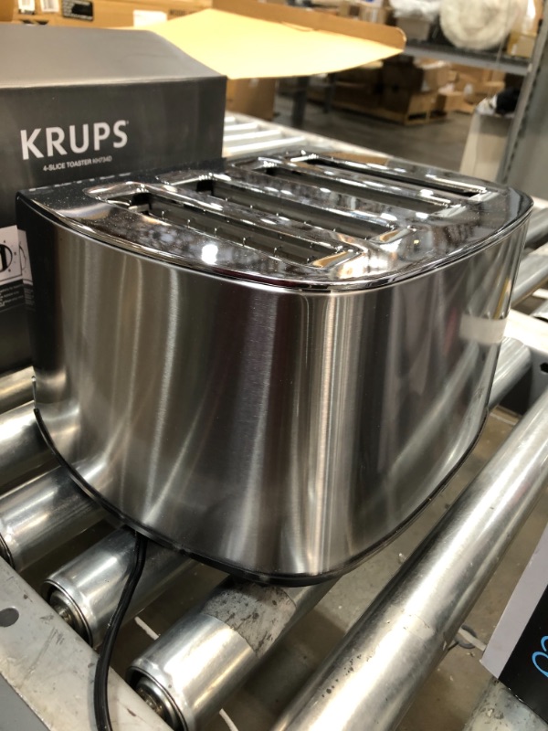 Photo 4 of KRUPS 4-Slice Brushed and Chrome Stainless Steel Toaster
