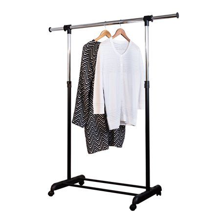 Photo 1 of Adjustable Garment Rack with Extendable Bar, Black/Chrome
