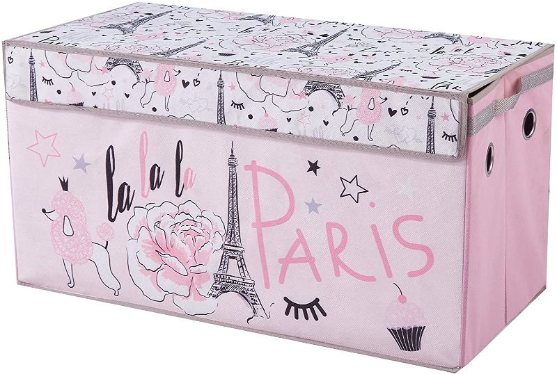 Photo 1 of Heritage Kids Poly Canvas Collapsible Toy Storage Trunk, 28" W, Paris
