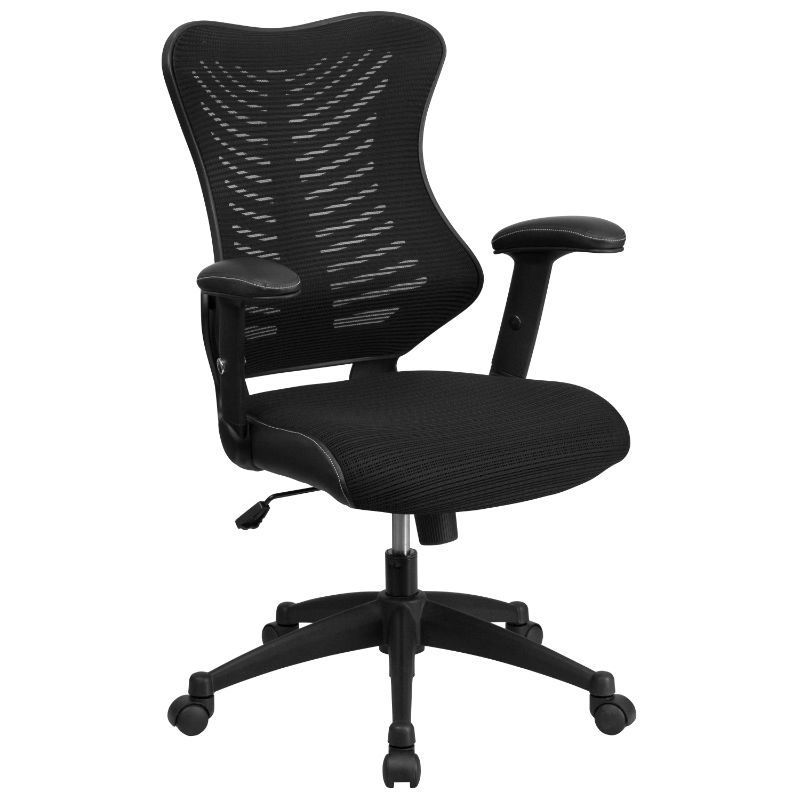 Photo 1 of Flash Furniture High Back Designer Black Mesh Executive Swivel Ergonomic Office Chair with Adjustable Arms
