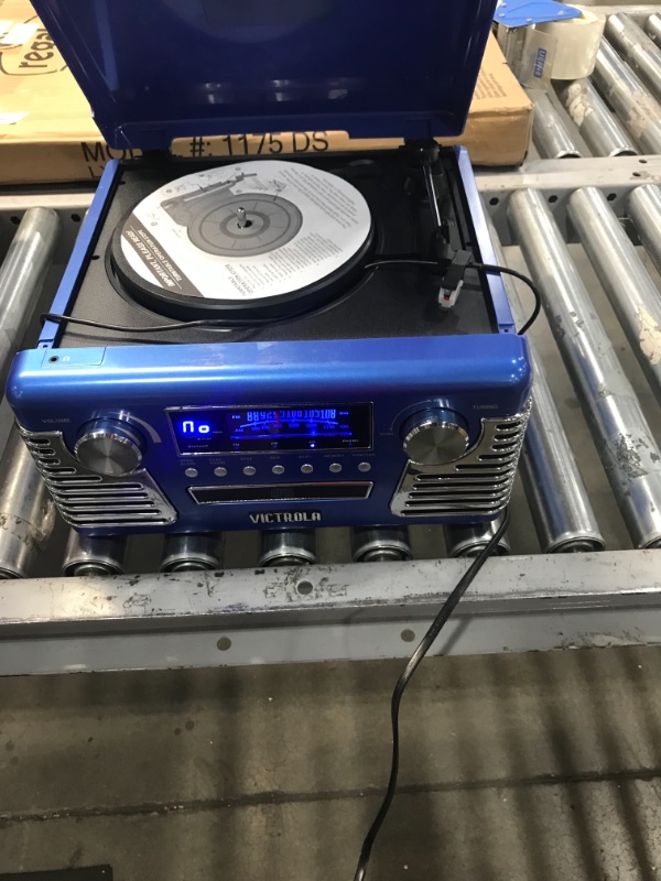 Photo 2 of Victrola Retro Record Player with Bluetooth and 3-Speed Turntable (Blue)