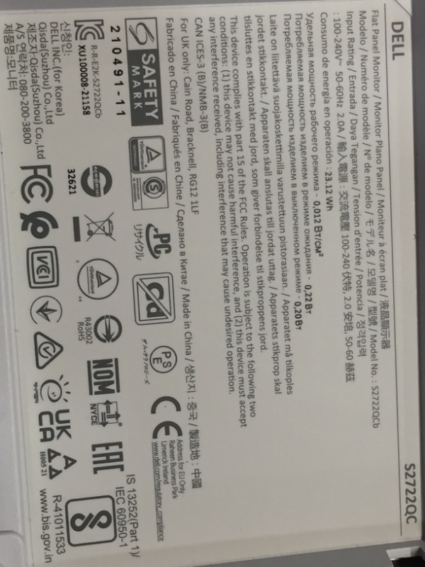 Photo 3 of *** MISSING POWER CORD***
Dell S2722QC 27-inch 4K UHD 3840 x 2160 60Hz Monitor, 8MS Grey-to-Grey Response Time (Normal Mode), Built-in Dual 3W Integrated Speakers, 1.07 Billion Colors, Platinum Silver (Latest Model)
