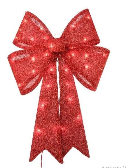 Photo 1 of Home Accents Holiday
24 in Lighted Red Tinsel Bow Yard Sculpture