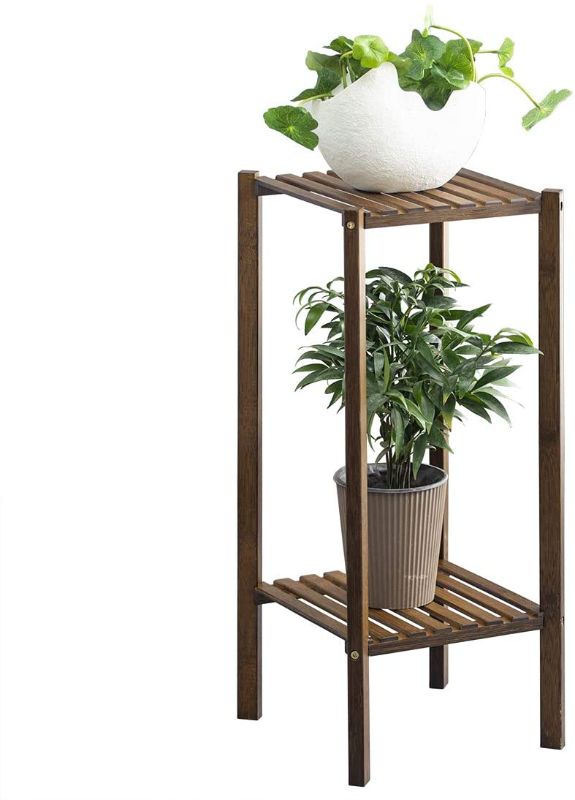 Photo 1 of Bamboo Utility 2 Tier Plant Stand Rack Multiple Flower Pot Holder Shelf Indoor Outdoor Planter Display Shelving Unit for Patio Garden
