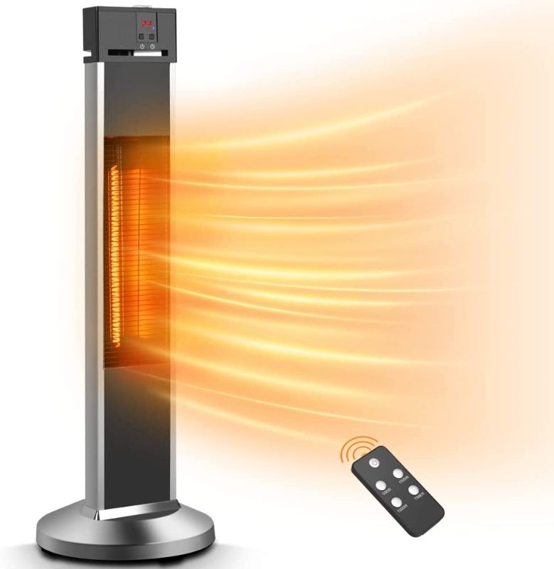 Photo 1 of Patio Heater-Trustech Space Heater Infrared Heater w/Remote, 24 Timing Auto Shut Off Radiant Heater, 500/1000/1500W, Super Quiet 3s Instant Warm Vertical Electric Heater for Big Room Backyard PARTS ONLY.
