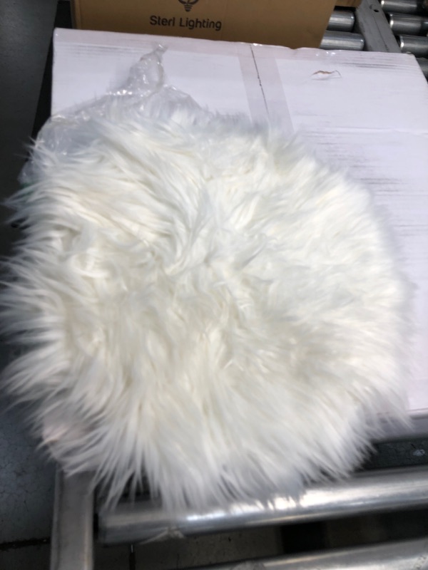 Photo 2 of 12 Inches Mini Round Faux Fur Sheepskin Rugs, Fluffy Living Room Carpet Mini Small Size Fit for Photographing Background of Jewellery?White?
