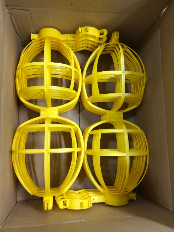 Photo 2 of 100 Foot Outdoor Yellow Commercial Contractor-Grade Plastic Cage String Lights 100FT 10 Sockets
