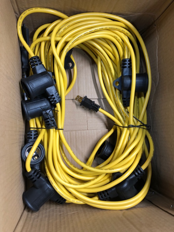 Photo 3 of 100 Foot Outdoor Yellow Commercial Contractor-Grade Plastic Cage String Lights 100FT 10 Sockets
