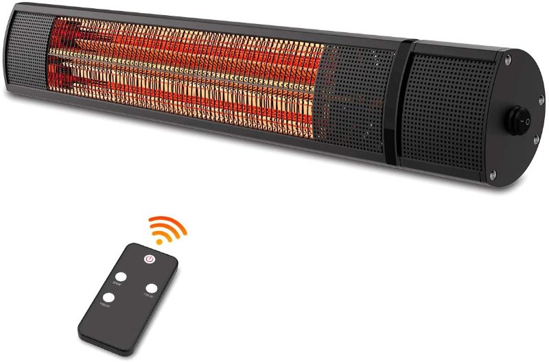 Photo 1 of PARTS ONLY PATIOBOSS Electric Patio Heater - Outdoor Heater Wall Mounted Super Quiet 1500W Fast Heat Gold Tube Infrared Space Heater with Remote Control Safe Overheat Protection Ceiling Hang for Garage IP65
GOLD TUBE BROKEN.