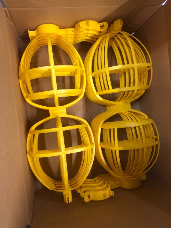 Photo 3 of 100 Foot Outdoor Yellow Commercial Contractor-Grade Plastic Cage String Lights 100FT 10 Sockets
