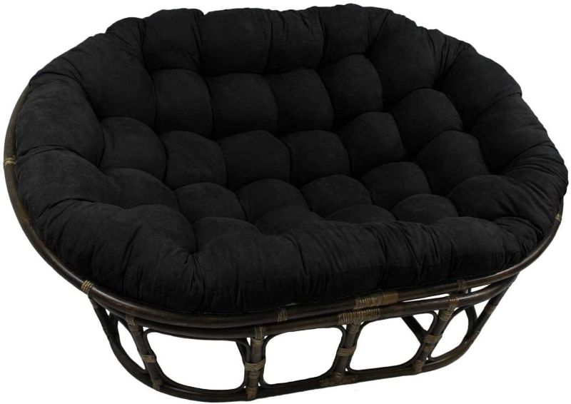 Photo 1 of Blazing Needles Solid Microsuede Double Papasan Chair Cushion, Black
