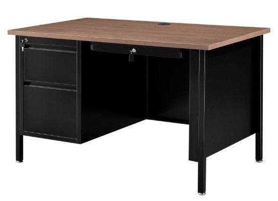 Photo 1 of Interion Steel Teachers Desk 48x30 - Walnut Top with Black Frame