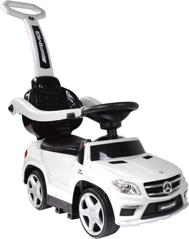 Photo 1 of Best Ride-On Cars Baby Toddler 4-in-1 Mercedes Push Car Stroller w/ Led Lights for Ages 1-3, White
