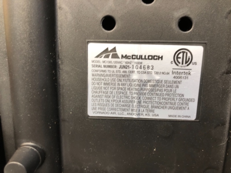 Photo 6 of PARTS ONLY NOT FUNCTIONAL DID NOT POWER ON 
McCulloch MC1385 Deluxe Canister Steam Cleaner with 23 Accessories, Chemical-Free Pressurized Cleaning for Most Floors, Counters, Appliances, Windows, Autos, and More, 1-(Pack), Black
