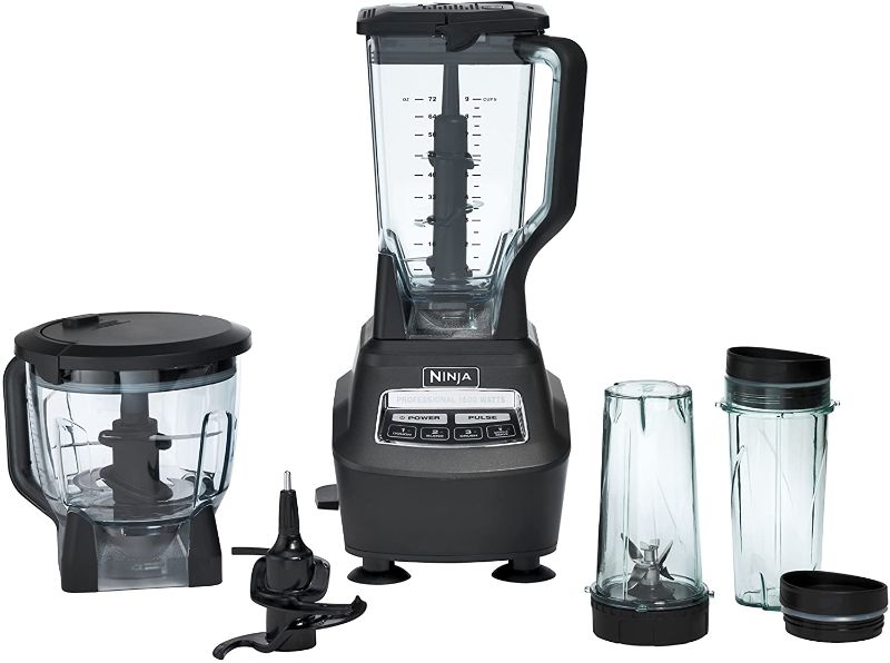 Photo 1 of Ninja BL770 Mega Kitchen System, 1500W, 4 Functions for Smoothies, Processing, Dough, Drinks & More, with 72-oz. Blender Pitcher, 64-oz. Processor Bowl, (2) 16-oz. To-Go Cups & (2) Lids, Black