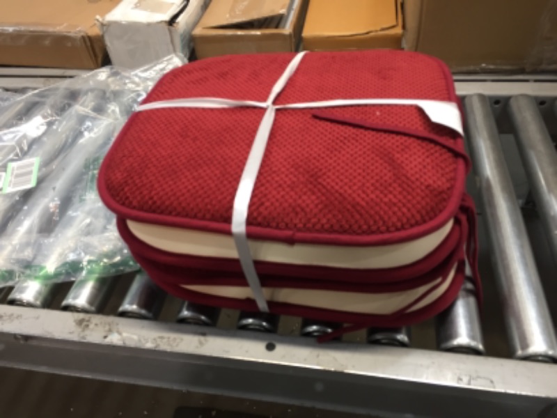 Photo 1 of 4 Pack: Premium Memory Foam Non Slip Chair Cushions, Burgundy