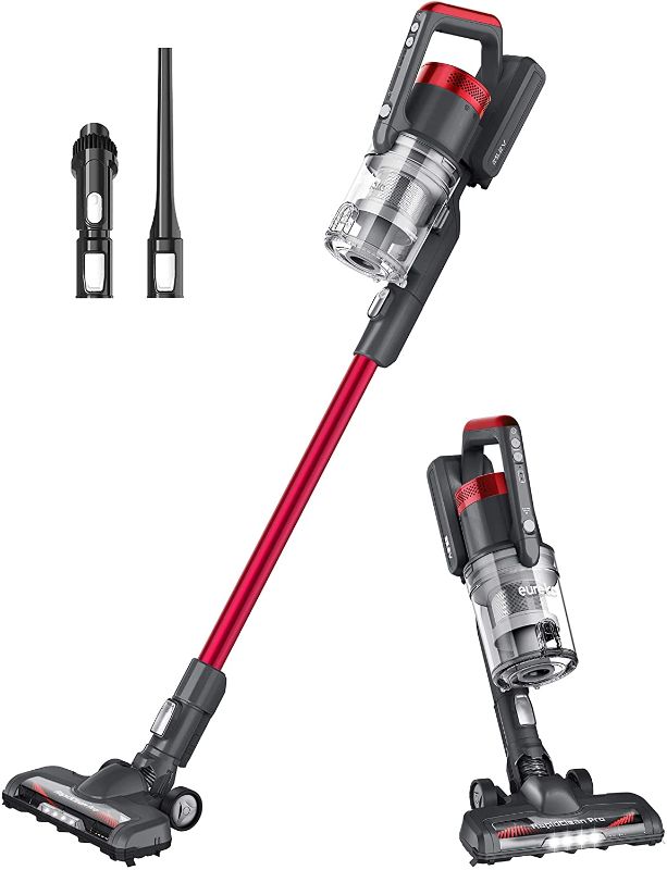 Photo 1 of EUREKA LED Headlights, Efficient Cleaning with Powerful Motor Lightweight Cordless Vacuum Cleaner, Convenient Stick and Handheld Vac, Red