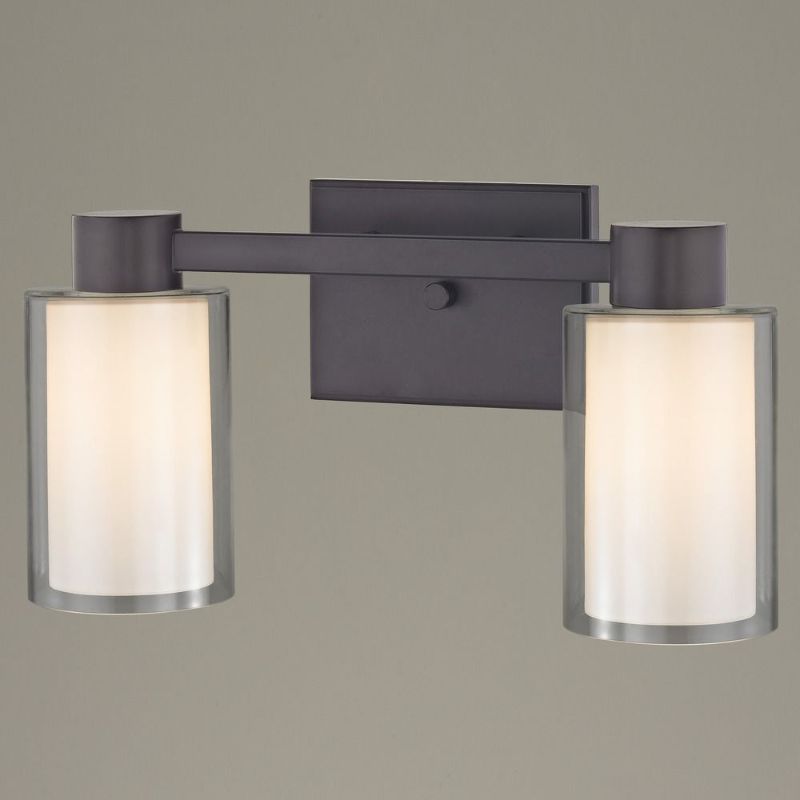 Photo 1 of  ?(STOCK IMAGE FOR REFERENCE ONLY NOT EXACT ITEM )
2-Light Frosted Glass Bathroom Light Bronze 