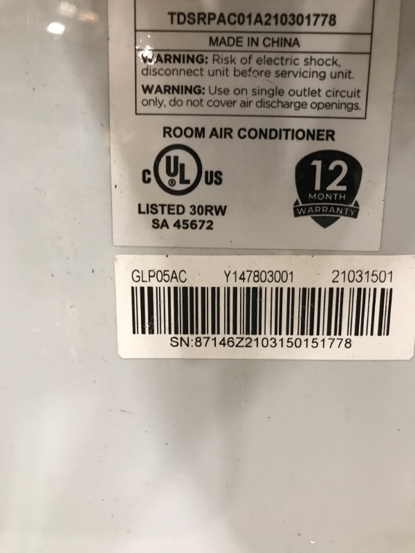 Photo 4 of PARTS ONLY, DOES NOT TURN ON, TURBRO Greenland 8,000 BTU Portable Air Conditioner, Dehumidifier and Fan, 3-in-1 Floor AC (5,000 BTU SACC)