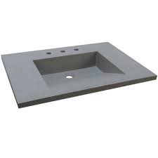 Photo 1 of 31 in. W x 22 in. D Concrete Single Basin Vanity Top in Gray with Gray Rectangle Basin
