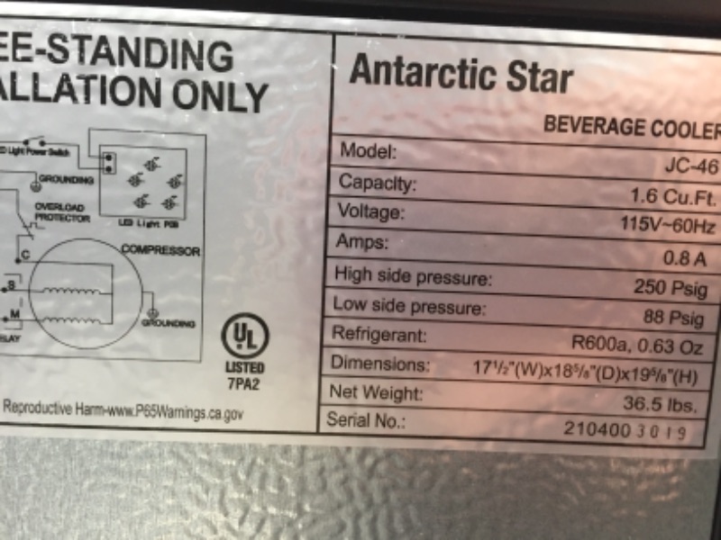 Photo 5 of PARTS ONLY, Antarctic Star Mini Fridge Cooler DOESNT GET COLD.