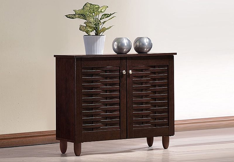 Photo 1 of Wholesale Interiors Baxton Studio Winda Modern and Contemporary 2-Door Dark Brown Wooden Entryway Shoes Storage Cabinet