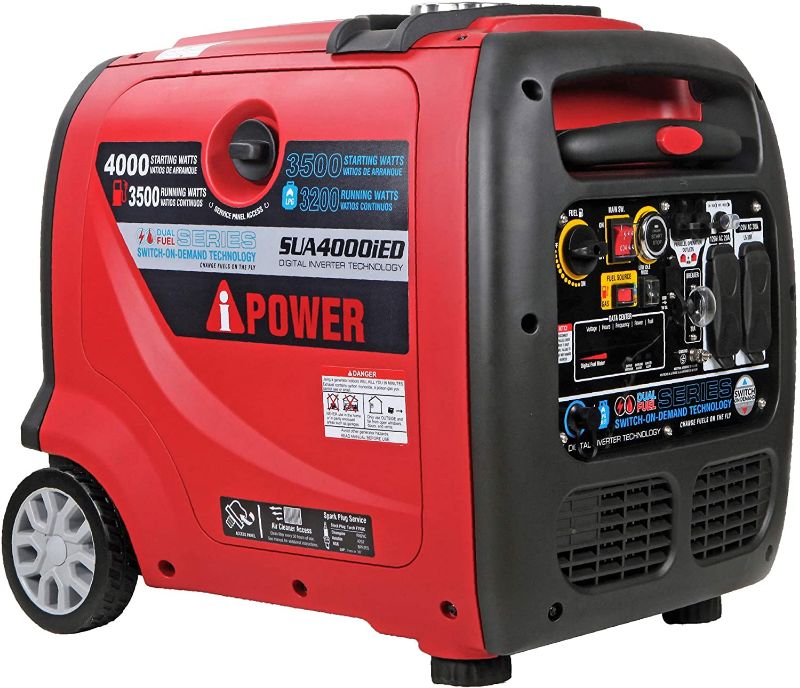 Photo 1 of A-iPower SUA4000iED 4000 Watt Portable Inverter Generator Gas & Propane Powered, Small with Electric Start RV Ready for Camping, Tailgate, or Home emergency
