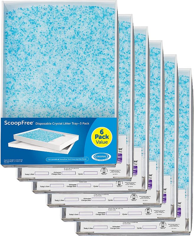 Photo 1 of PetSafe ScoopFree Self-Cleaning Cat Litter Box Tray Refills with Premium Blue Non-Clumping Crystals, 6-Pack