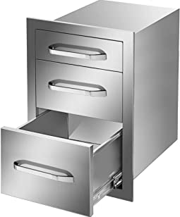 Photo 1 of  Outdoor Kitchen Drawers 15" W x 21" H x 22.5" D, Flush Mount Triple Access BBQ Drawers with Stainless Steel Handle, BBQ Island Drawers for Outdoor Kitchens or BBQ Island Patio Grill Station
