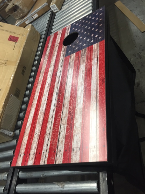 Photo 2 of GoSports American Flag Regulation Size Cornhole Set Includes 8 Bags, Carry Case & Rules